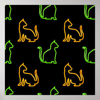 Nahtloses Muster mit Catsabstract,Tier,Kunst,Arti Poster