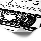 Nahtloses Muster mit Compact Cassette in Vintag Poster (Ecke)