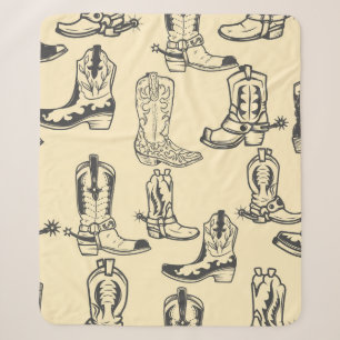 Nahtloses Muster mit Cowboy-Stiefeln. Cowboy,Cowgi Sherpadecke