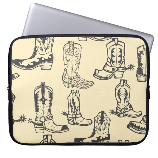 Nahtloses Muster mit Cowboystiefeln. Cowboy, Cowgi Laptopschutzhülle (Vorderseite)