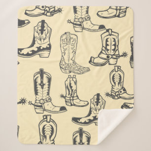 Nahtloses Muster mit Cowboystiefeln. Cowboy Sherpadecke
