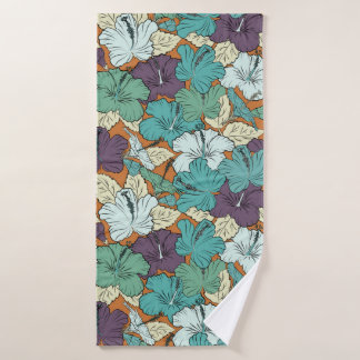 Nahtloses Muster mit dekorativem Sommer Hibiskus f Badehandtuch