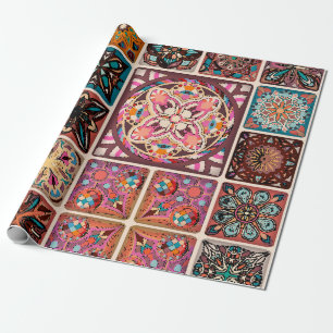 Nahtloses Muster mit dekorativen Mandalas. Vintage Geschenkpapier