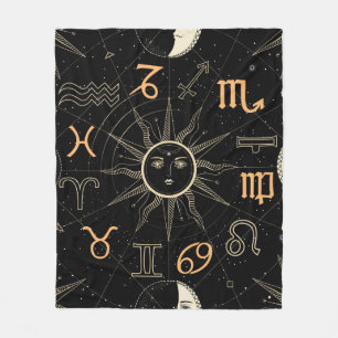 Nahtloses Muster mit dem Horoskop-Kreis mit Zo Fleecedecke