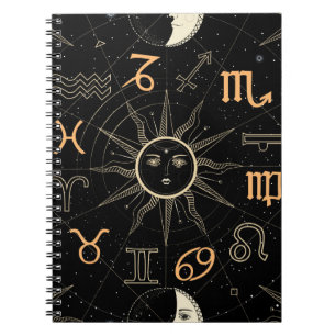 Nahtloses Muster mit dem Horoskop-Kreis mit Zo Notizblock