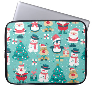 Nahtloses Muster mit dem Weihnachtsmann, dem Schne Laptopschutzhülle