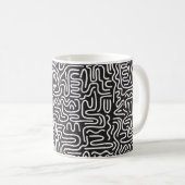 Nahtloses Muster mit doodlen gewölbten Linien in R Kaffeetasse (VorderseiteRechts)