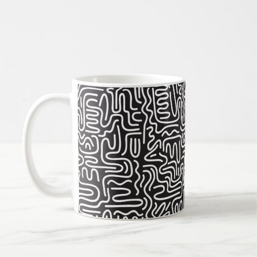 Nahtloses Muster mit doodlen gewölbten Linien in R Kaffeetasse (Links)