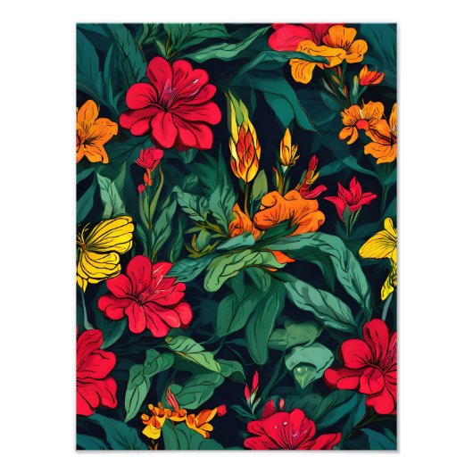 Nahtloses Muster mit dynamischen Blume Fotodruck (Vorne)