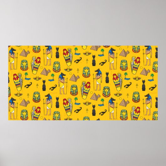 Nahtloses Muster mit egyptetischen Elementen wie e Poster (Vorne)