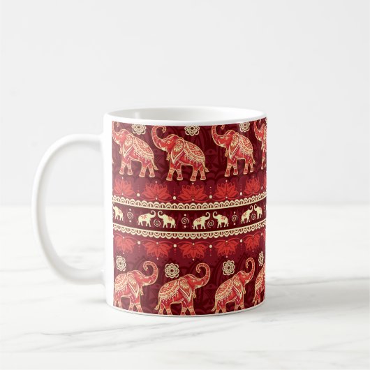 Nahtloses Muster mit Elefanten Kaffeetasse (Links)