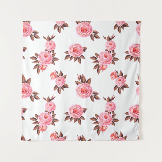 Nahtloses Muster mit englisch rosenschön, schwarz Wandteppich (Vorderseite)