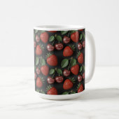 Nahtloses Muster mit Erdbeeren und Kirschen Kaffeetasse (VorderseiteRechts)