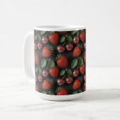 Nahtloses Muster mit Erdbeeren und Kirschen Kaffeetasse (Vorderseite Links)