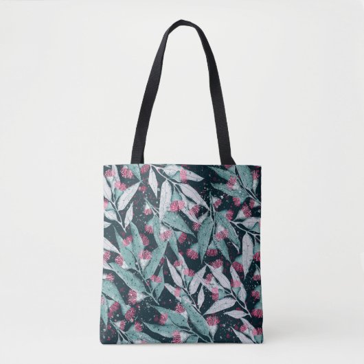 Nahtloses Muster mit Eukalyptus-Blätter und Blume Tasche (Vorderseite)