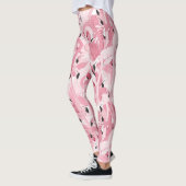 nahtloses Muster mit exotischen rosa Flamingos Leggings (Links)