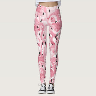 nahtloses Muster mit exotischen rosa Flamingos Leggings