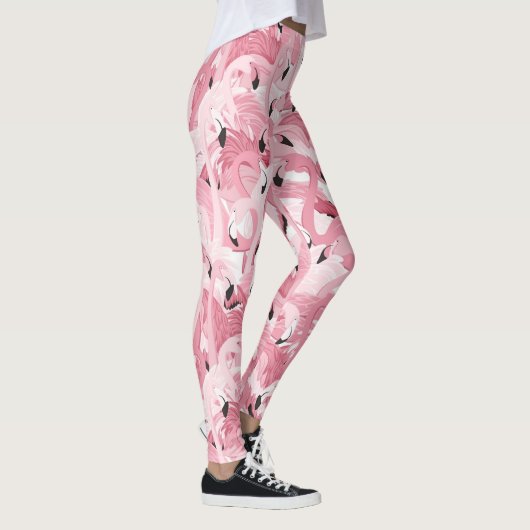 nahtloses Muster mit exotischen rosa Flamingos Leggings (Rechts)