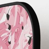 nahtloses Muster mit exotischen rosa Flamingos Pickleball Schläger (Linke Seite)