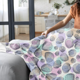 Nahtloses Muster mit farbenfrohen Muscheln Fleecedecke