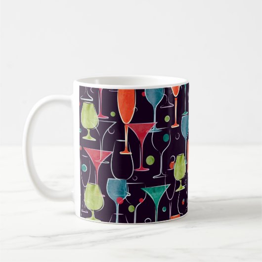 Nahtloses Muster mit farbenfrohen Wasserfarbcockta Kaffeetasse (Links)