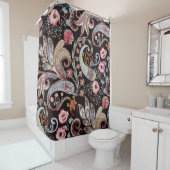Nahtloses Muster mit farbenfroher Paisley-Blüte Duschvorhang (Beispiel)