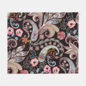 Nahtloses Muster mit farbenfroher Paisley-Blüte Fleecedecke (Vorderseite (Horizontal))