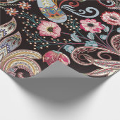 Nahtloses Muster mit farbenfroher Paisley-Blüte Geschenkpapier (Ecke)