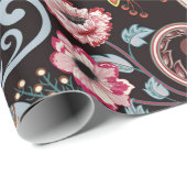 Nahtloses Muster mit farbenfroher Paisley-Blüte Geschenkpapier (Rolleneckpunkt)