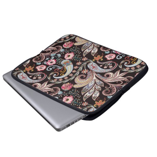 Nahtloses Muster mit farbenfroher Paisley-Blüte Laptopschutzhülle (Vorne Knopf)