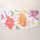 Nahtloses Muster mit farbigen Dinosauriern, Regen Badehandtuch (Badehandtuch)