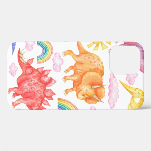 Nahtloses Muster mit farbigen Dinosauriern, Regen Case-Mate iPhone Hülle (Rückseite (Horizontal))