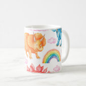 Nahtloses Muster mit farbigen Dinosauriern, Regen Kaffeetasse (VorderseiteRechts)