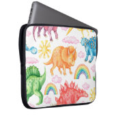 Nahtloses Muster mit farbigen Dinosauriern, Regen Laptopschutzhülle (Vorne Rechts)