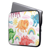 Nahtloses Muster mit farbigen Dinosauriern, Regen Laptopschutzhülle (Vorderseite Links)