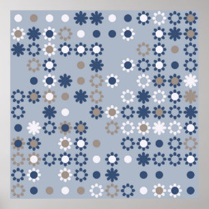 Nahtloses Muster mit farbigen Elementen, Vintag ei Poster