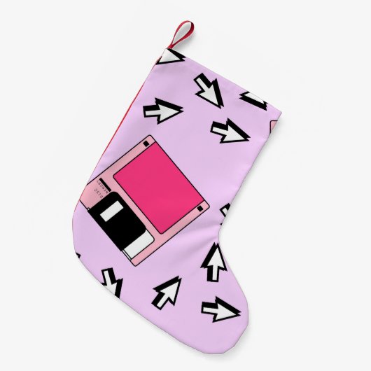 Nahtloses Muster mit farbiger Diskette im Dämpfe Kleiner Weihnachtsstrumpf (Vorderansicht (hängend))