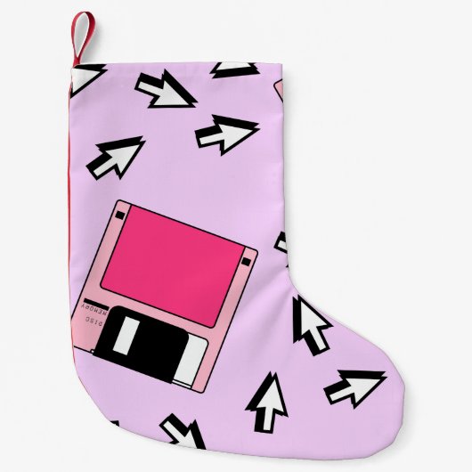 Nahtloses Muster mit farbiger Diskette im Dämpfe Kleiner Weihnachtsstrumpf (Vorderseite)