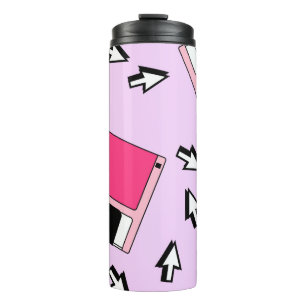 Nahtloses Muster mit farbiger Diskette im Dämpfe Thermosbecher