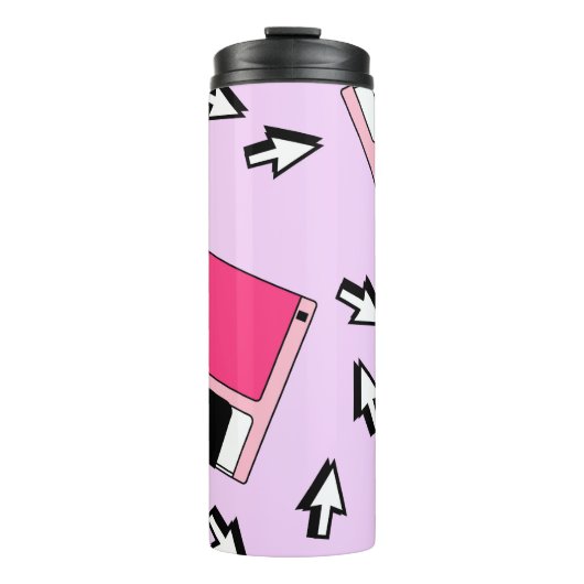 Nahtloses Muster mit farbiger Diskette im Dämpfe Thermosbecher (Vorderseite)