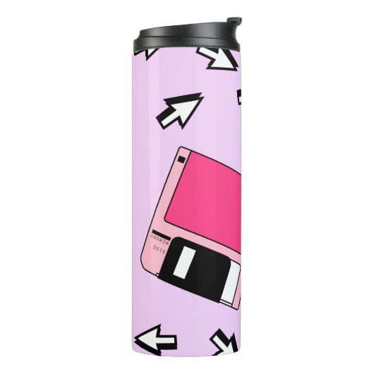Nahtloses Muster mit farbiger Diskette im Dämpfe Thermosbecher (Nach links gedreht)