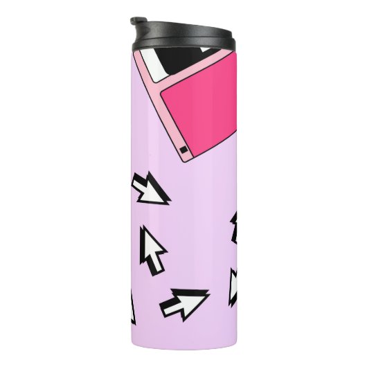 Nahtloses Muster mit farbiger Diskette im Dämpfe Thermosbecher (Nach rechts gedreht)