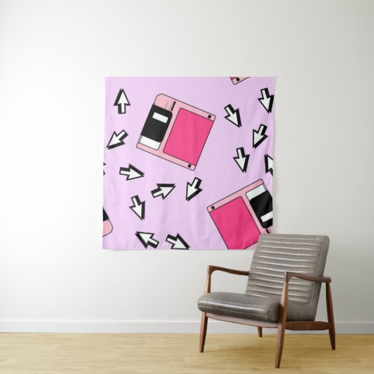 Nahtloses Muster mit farbiger Diskette im Dämpfe Wandteppich (Beispiel (Horizontal))