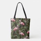 Nahtloses Muster mit Flamingo- und tropischen Blät Tasche (Rückseite)
