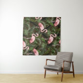 Nahtloses Muster mit Flamingo- und tropischen Blät Wandteppich (Beispiel (Horizontal))