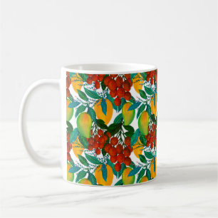 Nahtloses Muster mit frisch leuchtend exotischer M Kaffeetasse