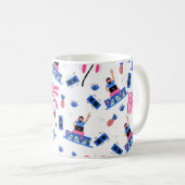 Nahtloses Muster mit fröhlichen dj palmen pineapp Kaffeetasse (VorderseiteRechts)
