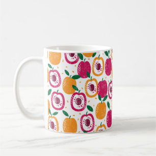 Nahtloses Muster mit Früchten. Briefmarke texturie Kaffeetasse