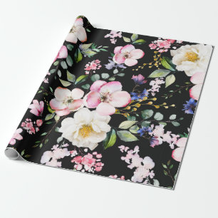 Nahtloses Muster mit Frühlingsblumen und Blätter.  Geschenkpapier