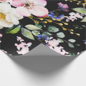Nahtloses Muster mit Frühlingsblumen und Blätter. Geschenkpapier (Ecke)